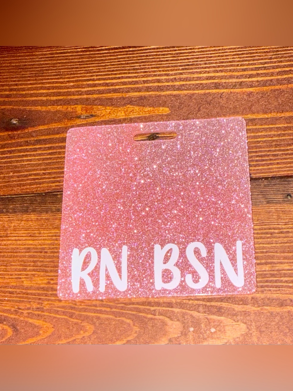 Pink Glitter RN BSN Badge Buddy - Sparkling Nurse Badge Buddy/Card
